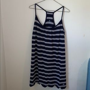 Navy and White Stripped Scalloped Dress